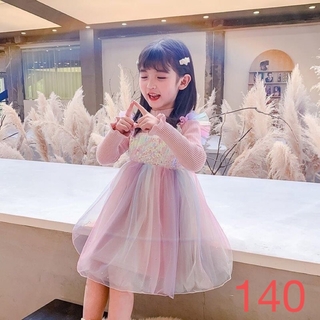 KWEA147キッズ 子供服 ワンピース タイトネック 女の子 春秋 ゆったり(ワンピース)