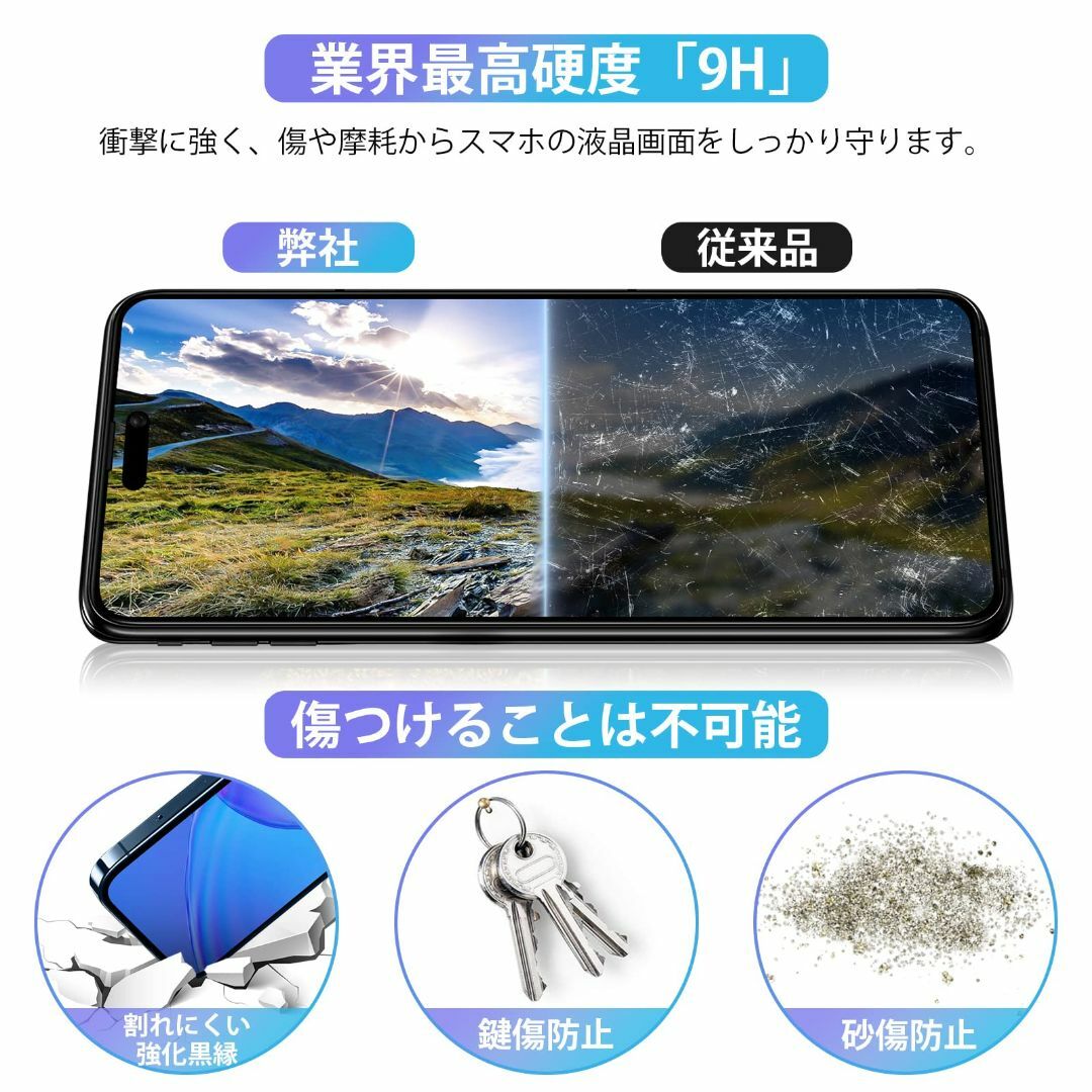 【ブルーライトカット】iPhone X/XS ガラスフィルム 2枚セットアイフォ スマホ/家電/カメラのスマホアクセサリー(その他)の商品写真