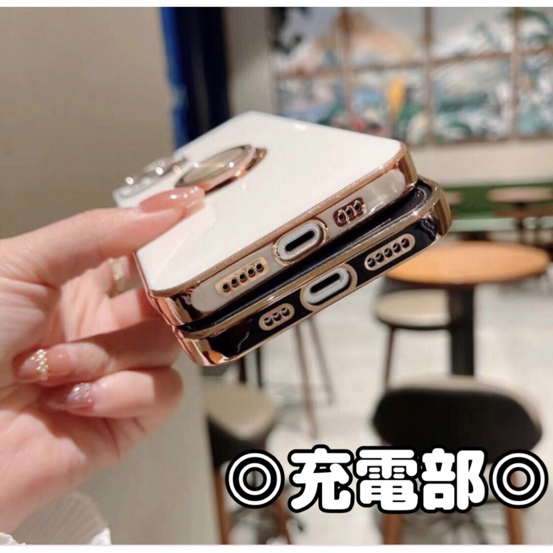 リング付き iPhone ケース iPhone14 ホワイト 高級感 韓国 白 スマホ/家電/カメラのスマホアクセサリー(iPhoneケース)の商品写真