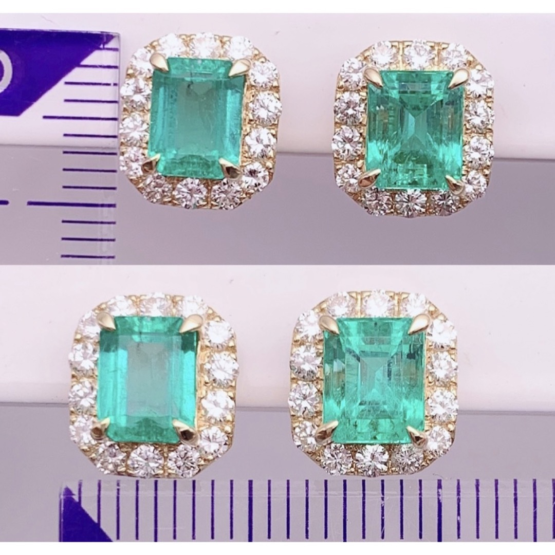 天然 エメラルド コロンビア産 1.12ct 1.002ct k18 ピアス  レディースのアクセサリー(ピアス)の商品写真