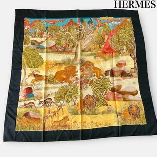 エルメス(Hermes)のHERMES エルメスMountainヌバマウンテン　ライオン　ヒョウ　スカーフ(バンダナ/スカーフ)