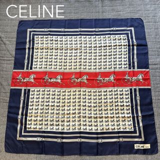 セリーヌ(celine)のCELINE セリーヌ シルクスカーフ トリオンフ 馬車 ロゴ(バンダナ/スカーフ)