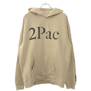 fragment design 藤原ヒロシ フラグメントデザイン Interscope Records 2Pac Collection ダメージ加工スウェットパーカー ベージュ XL(パーカー)