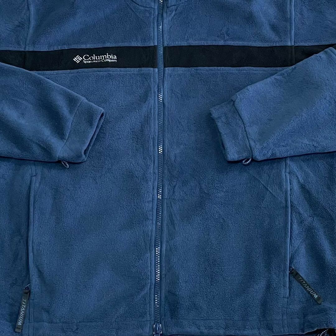 Columbia(コロンビア)のコロンビア　フリースジャケット　刺繍ロゴ　アウトドア　ジップアップ　ネイビー　M メンズのジャケット/アウター(ブルゾン)の商品写真