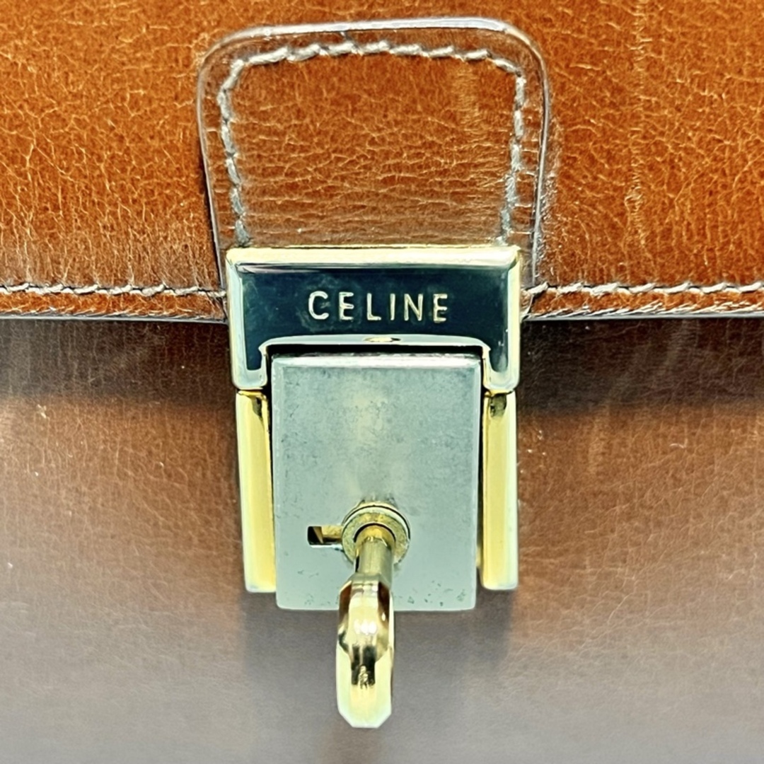 celine(セリーヌ)のCELINE セリーヌ ヴィンテージ レザー セカンドバッグ クラッチバッグ ブラウン ストラップ 鍵付き メンズのバッグ(セカンドバッグ/クラッチバッグ)の商品写真