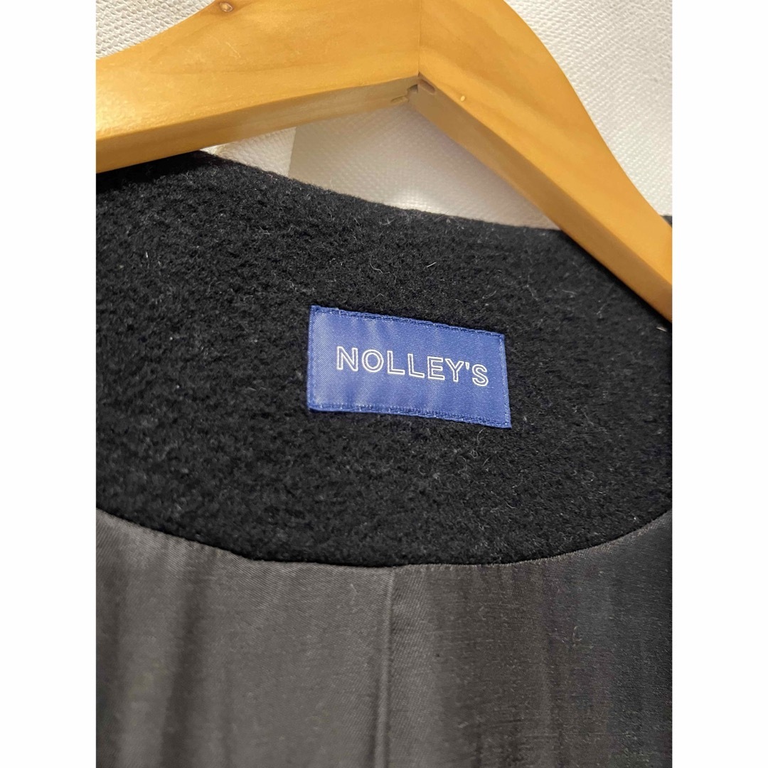 NOLLEY'S(ノーリーズ)の定価39000円　ノーリーズ シャルムビーバーVネックロングコート　ブラック38 レディースのジャケット/アウター(ロングコート)の商品写真