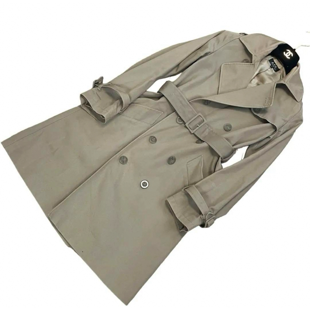 A.P.C(アーペーセー)のA.P.C. トレンチコート　ベルト類完備　一枚袖　ロング丈　ベルテッドコート メンズのジャケット/アウター(トレンチコート)の商品写真
