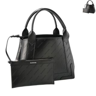 バレンシアガ(BALENCIAGA)のバレンシアガ BALENCIAGA トートバッグ S NAVY CABAS ロゴ エンボス レザー ネイビー カバ ショルダーバッグ 339933 2AAV4 (ハンドバッグ)