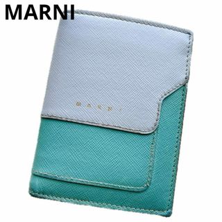 マルニ(Marni)の箱・保存袋付き MARNI 二つ折り財布 サフィアーノレザー ホワイト グリーン(財布)