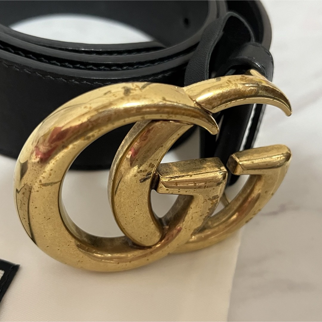 GUCCI ワイドレザーベルト 80 ブラック