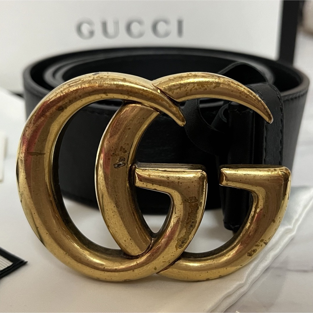 GUCCI ワイドレザーベルト 80 ブラック