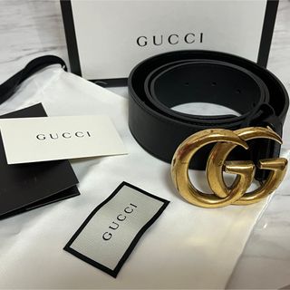 グッチ(Gucci)のGUCCI ワイドレザーベルト 80 ブラック(ベルト)