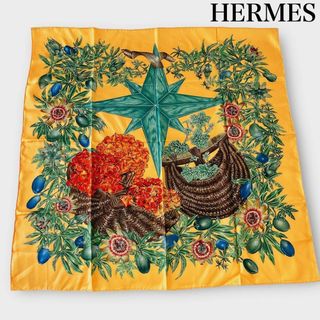 エルメス(Hermes)のエルメス　カレ90 PASSIFLORES パッションフラワー 花柄 スカーフ星(バンダナ/スカーフ)