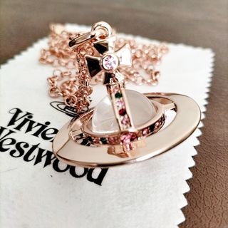 ヴィヴィアンウエストウッド(Vivienne Westwood)のヴィヴィアンウエストウッド　スモールオーブネックレス　ピンクゴールド　クリア(ネックレス)