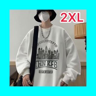 ビッグサイズ　メンズ　白　ホワイト　スウェット　2XL　プリント　白色(スウェット)