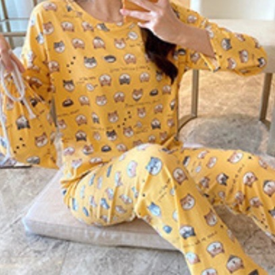 ❤️大人気❤️わんこ柄 パジャマ　韓国　ルームウェア 秋 冬  犬  上下セット レディースのルームウェア/パジャマ(ルームウェア)の商品写真