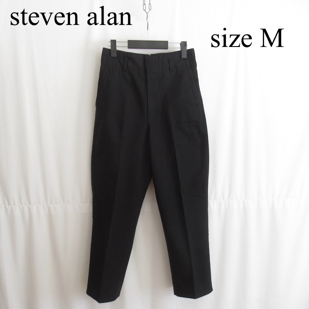 カジュアルパンツsteven alan ワイド テーパード コットン スラックス パンツ M