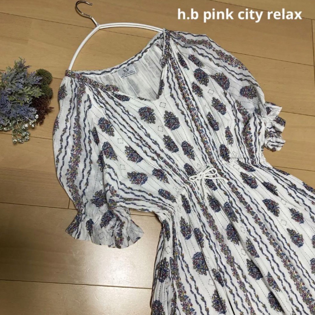 良品 h.b pink city relax ワンピース 花柄 春 夏 レディースのワンピース(ロングワンピース/マキシワンピース)の商品写真