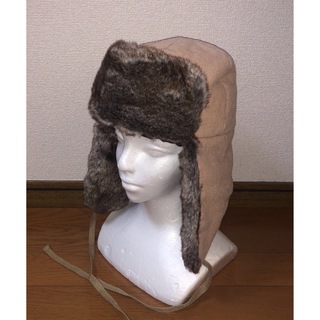 メンズL 美品 KANGOL トラッパーキャップ ロシア帽 ファー ベージュ ホワイト
