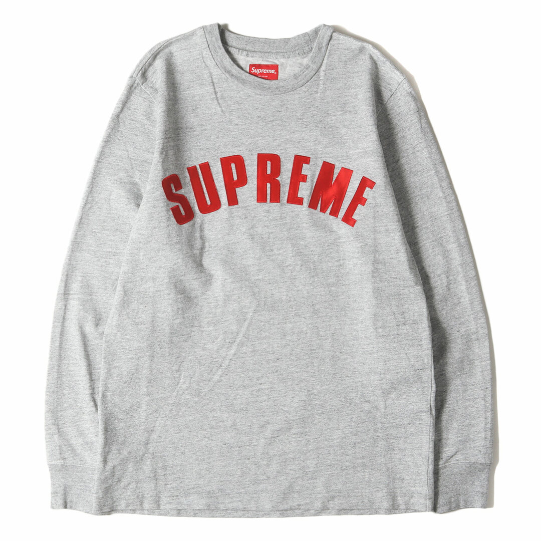 美品 Supreme シュプリーム Tシャツ サイズ:S 16SS アーチロゴ ロングスリーブ ヘビー Tシャツ Arc Logo L/S Top ヘザーグレー トップス カットソー 長袖【メンズ】Tシャツ/カットソー(七分/長袖)