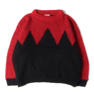 テンダーロイン(TENDERLOIN)のTENDERLOIN テンダーロイン ニット サイズ:L ジグザグ モヘヤ ニット クルーネック セーター T-MOHAIR CREW レッド ブラック 赤黒 トップス ルーズシルエット 【メンズ】【中古】(ニット/セーター)