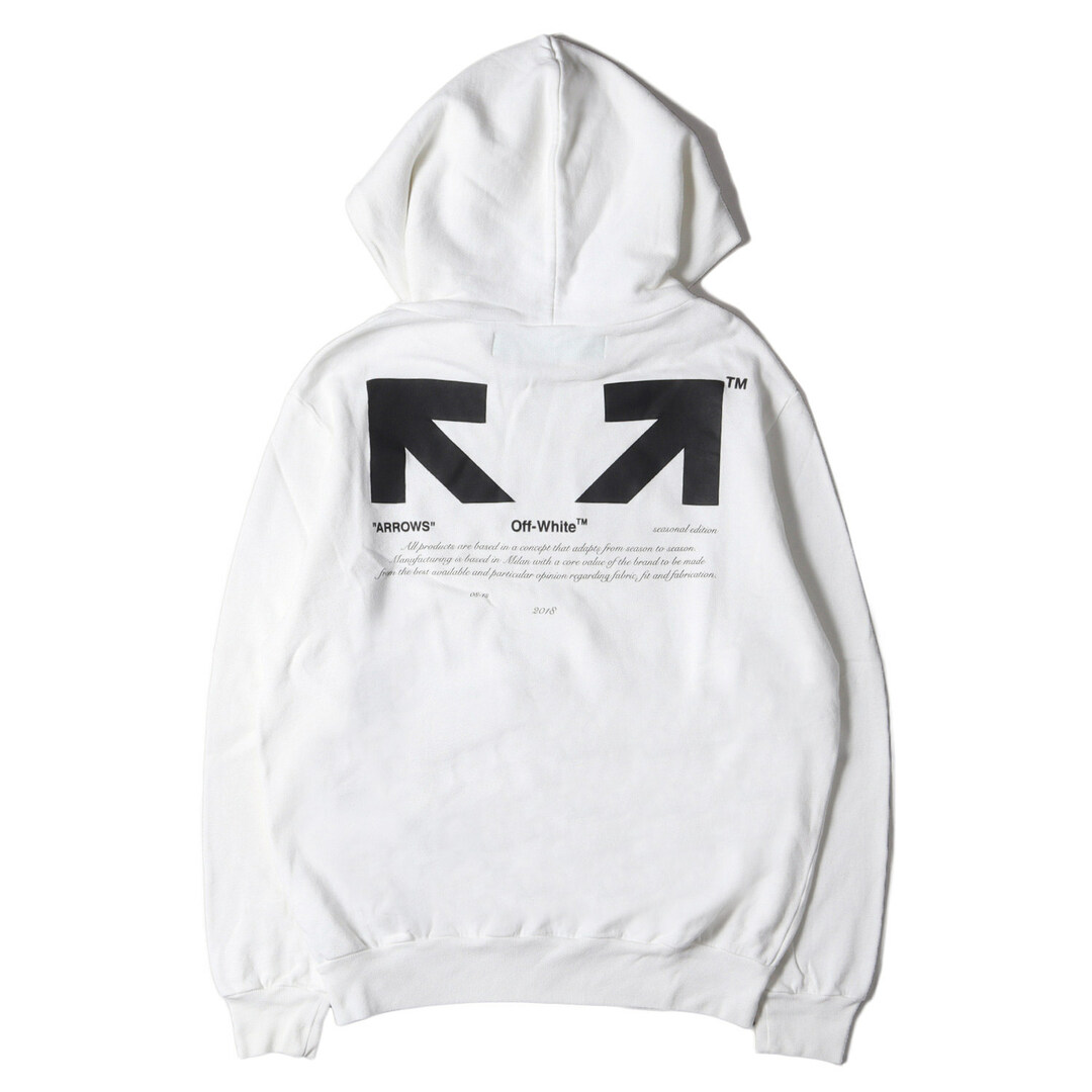 OFF-WHITE オフホワイト パーカー サイズ:M 18AW ハーフアロー スウェット パーカー 03 ARROW HOODIE ホワイト 白  トップス フーディー【メンズ】【中古】 | フリマアプリ ラクマ