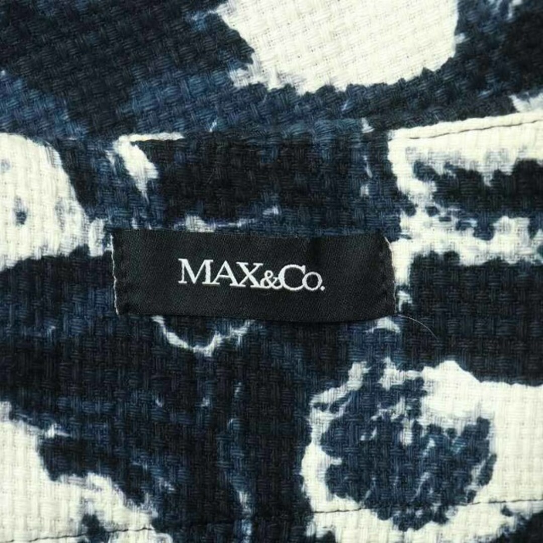 Max & Co.(マックスアンドコー)のマックス&コー フレアスカート ひざ丈 タック リボン 40 M 紺 ネイビー レディースのスカート(ひざ丈スカート)の商品写真
