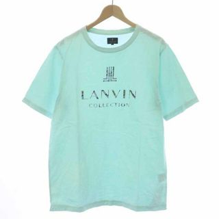 ランバン(LANVIN)のランバン 天竺シルケット無地+コレクションロゴ Tシャツ カットソー L 黄緑(Tシャツ/カットソー(半袖/袖なし))