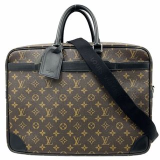 ルイヴィトン(LOUIS VUITTON)の【在庫一掃】LOUIS VUITTON ルイヴィトン 2WAY モノグラムマカサー ポルトドキュマンヴォワヤージュGM ブリーフケース PDV 肩掛け 斜め掛け ビジネスバッグ 鞄 かばん M40224    ブラウン 茶 シルバー金具 メンズ【中古品】(ハンドバッグ)