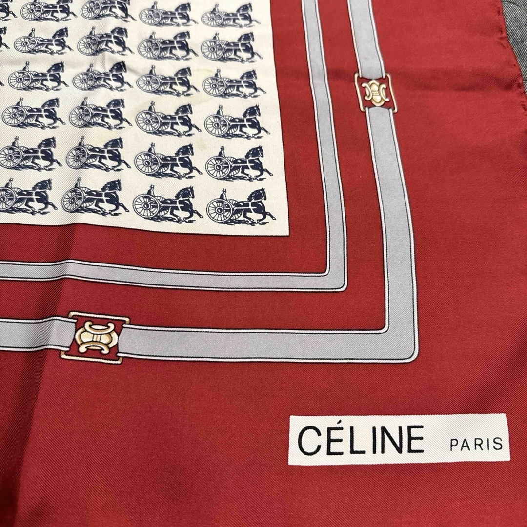 celine(セリーヌ)のCELINE セリーヌ シルクスカーフ トリオンフ 馬車 ロゴ レディースのファッション小物(バンダナ/スカーフ)の商品写真