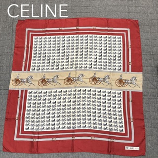 セリーヌ(celine)のCELINE セリーヌ シルクスカーフ トリオンフ 馬車 ロゴ(バンダナ/スカーフ)
