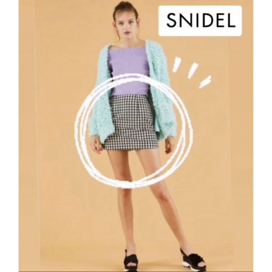 SNIDEL(スナイデル)の美品 snidel ギンガム チェック スカート 白 黒 ウサギオンライン 01 レディースのスカート(ミニスカート)の商品写真