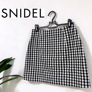スナイデル(SNIDEL)の美品 snidel ギンガム チェック スカート 白 黒 ウサギオンライン 01(ミニスカート)