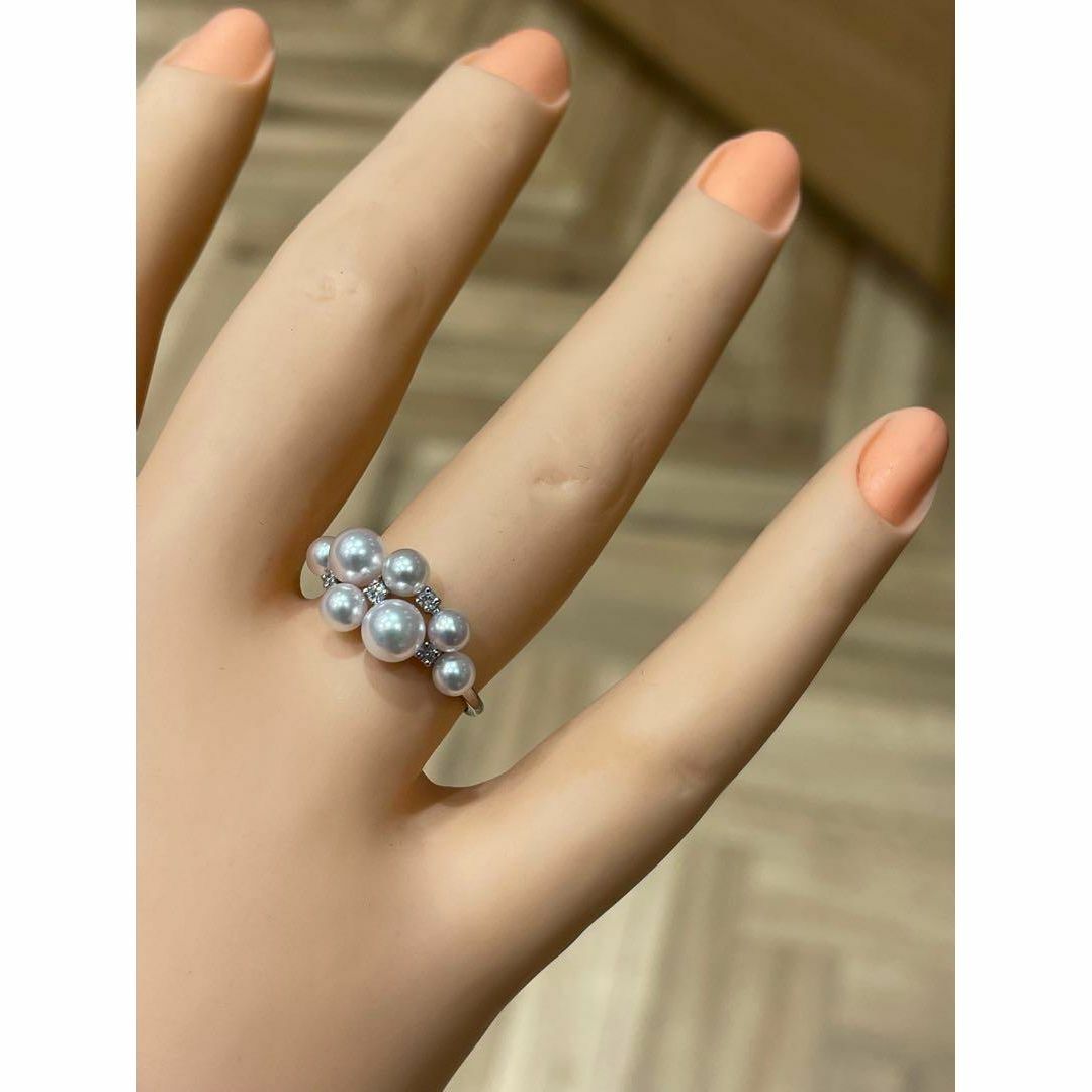 【新品】Pt950ベビーアコヤダイヤリング レディースのアクセサリー(リング(指輪))の商品写真
