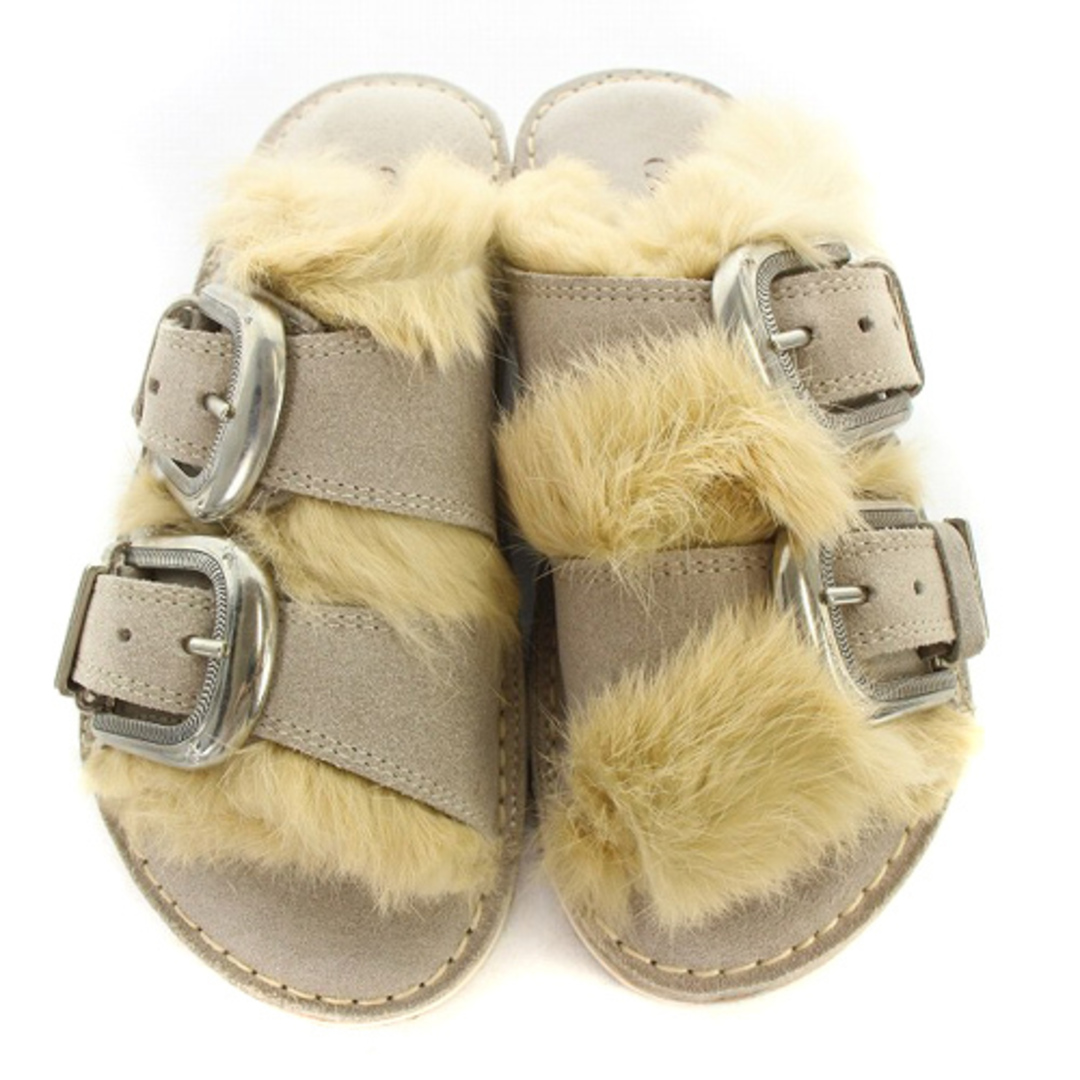 カミナンド FUR SANDAL サンダル ミュール 6 23cm グレー レディースの靴/シューズ(ミュール)の商品写真