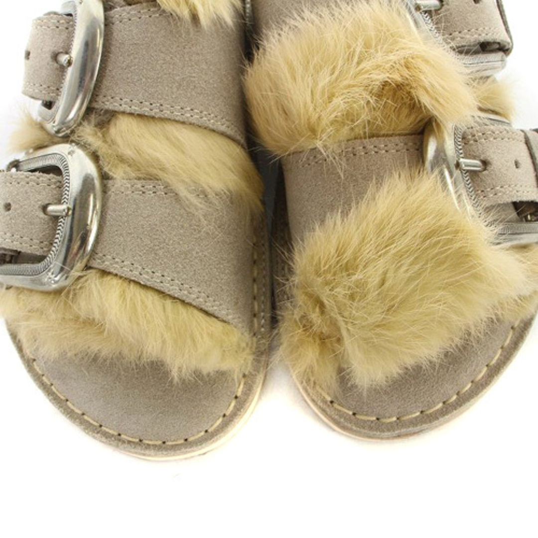 カミナンド FUR SANDAL サンダル ミュール 6 23cm グレー レディースの靴/シューズ(ミュール)の商品写真