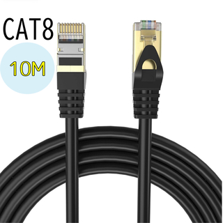 【10M】LANケーブル CAT8 イーサネットケーブル カテゴリー8 ブラック(映像用ケーブル)