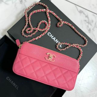 シャネル(CHANEL)のシャネル キャビアスキン マトラッセ チェーンウォレット ピンク(ショルダーバッグ)