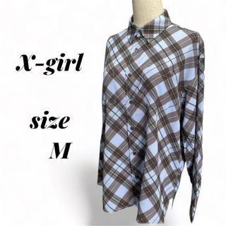 エックスガール(X-girl)の【未使用品】エックスガール レディース チェック柄 長袖シャツ ブラウス M(シャツ/ブラウス(長袖/七分))