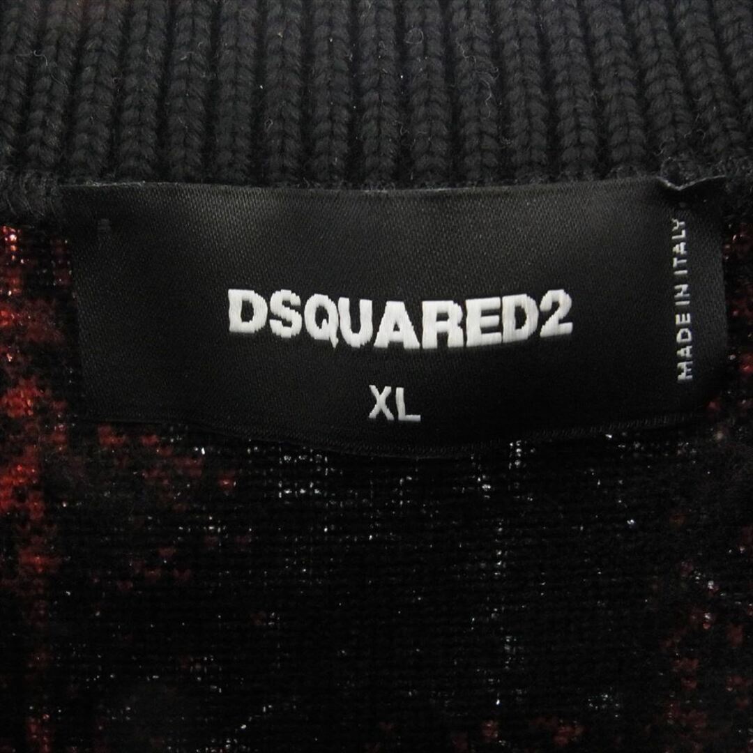 DSQUARED2(ディースクエアード)のDSQUARED2 ディースクエアード スウェット 21AW S74GU0541 エンブレムパッチ チェック ボアフリース オーバーサイズ クルーネック スウェット レッド系 ブラック系 XL【中古】 メンズのトップス(スウェット)の商品写真