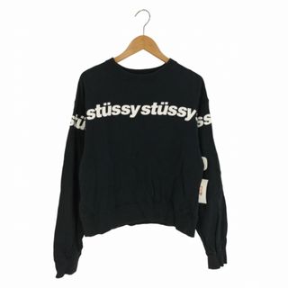 Stussy ステューシー トレーナー バックプリント でかロゴ ショート丈 白