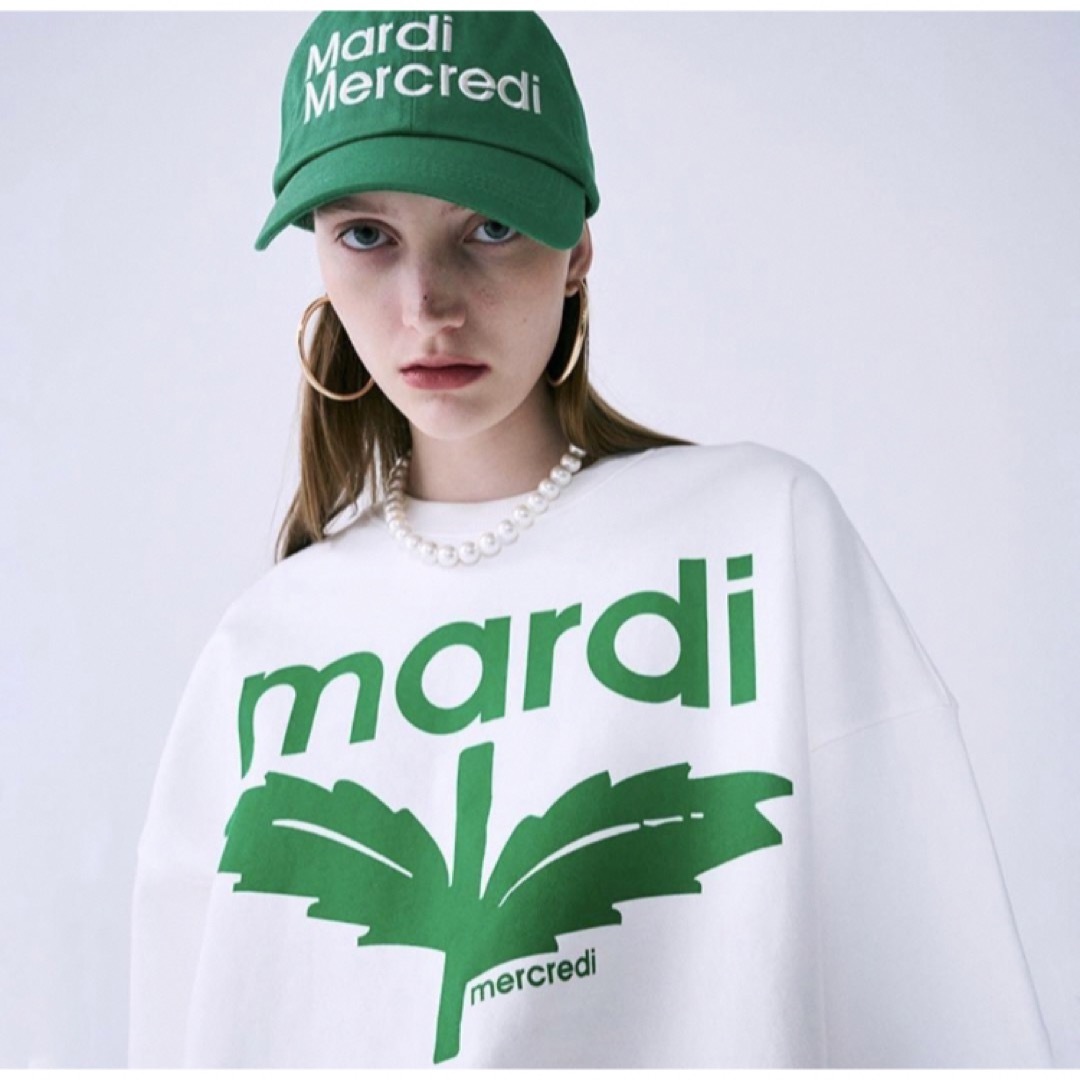 【新品】Mardi Mercrediトレーナー スウェットWHITE GREEN レディースのトップス(トレーナー/スウェット)の商品写真