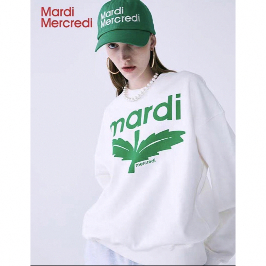 【新品】Mardi Mercrediトレーナー スウェットWHITE GREEN レディースのトップス(トレーナー/スウェット)の商品写真