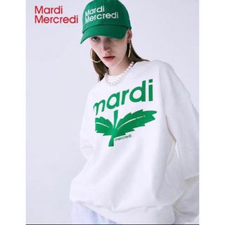 【新品】Mardi Mercrediトレーナー スウェットWHITE GREEN(トレーナー/スウェット)