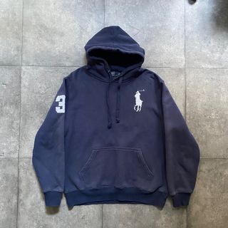 ポロラルフローレン(POLO RALPH LAUREN)の90s ラルフローレン スウェットパーカー ビックポニー XL ネイビー(パーカー)