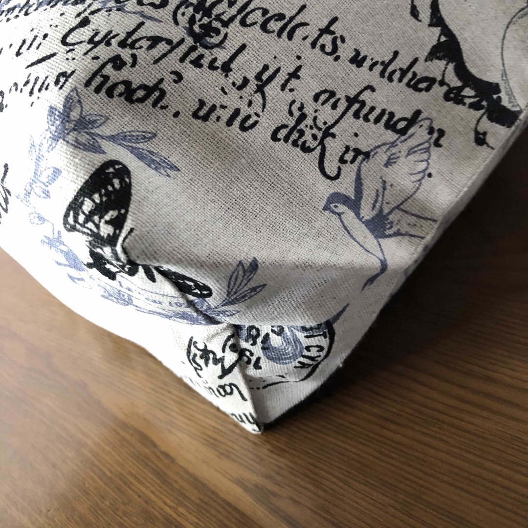 トートバッグ 持ち手一体型　①綿麻アンティーク調　エコバッグ ハンドメイドのファッション小物(バッグ)の商品写真