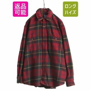 90s OLD GAP タータン チェック ウール 長袖 シャツ メンズ S / 古着 90年代 紺タグ 旧タグ オールド ギャップ 長袖シャツ ポケット付き(シャツ)