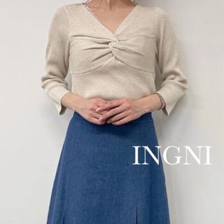 イング(INGNI)のイング ねじれ 七分袖 キラキララメ ニット トップス(ニット/セーター)