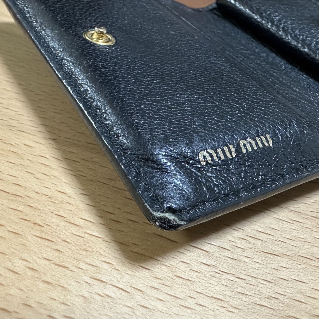 miumiu(ミュウミュウ)のmiumiu 折りたたみ財布 リボン 黒 レディースのファッション小物(財布)の商品写真