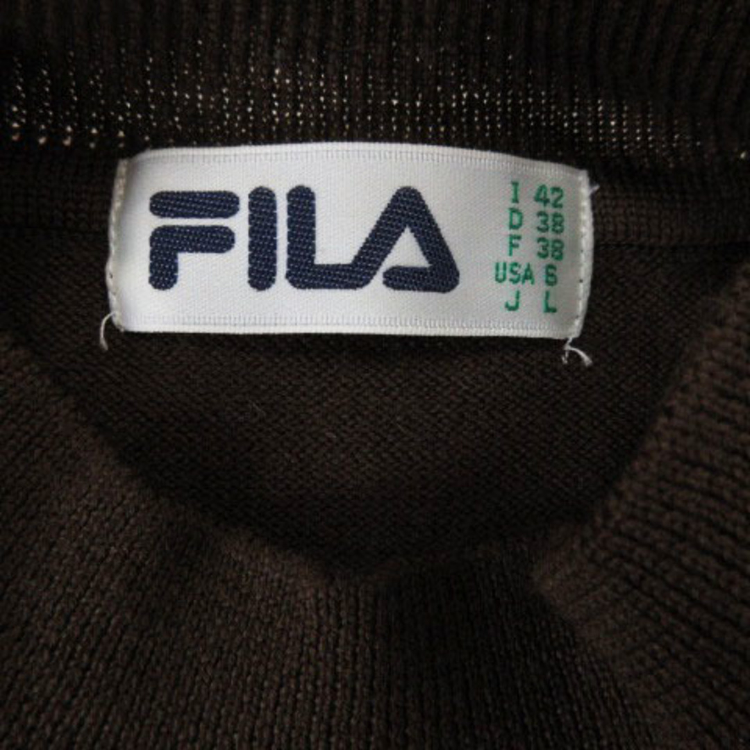 FILA(フィラ)のフィラ FILA 半袖 ロゴ ニット ウール ハイネック ブラウン L レディースのトップス(ニット/セーター)の商品写真